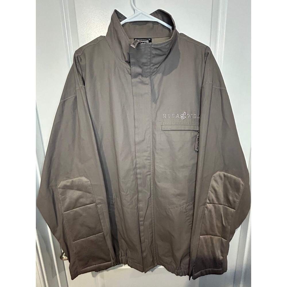 Vintage Y2k Rocawear Embroidered Tactical Grunge Grey Rain‎ Jacket Mens Sz Large